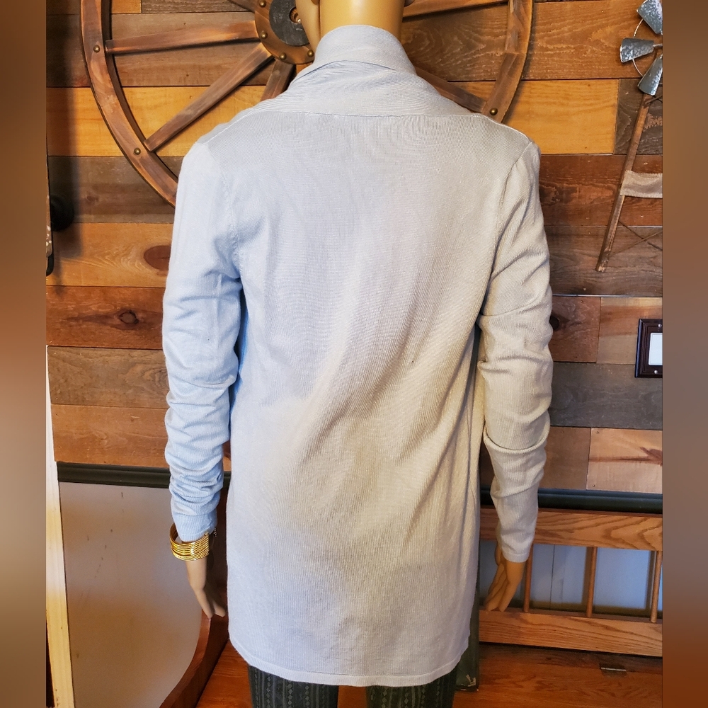 Cyrus Light Blue Knit Open Cardigan Sweater - Picture 7 of 14